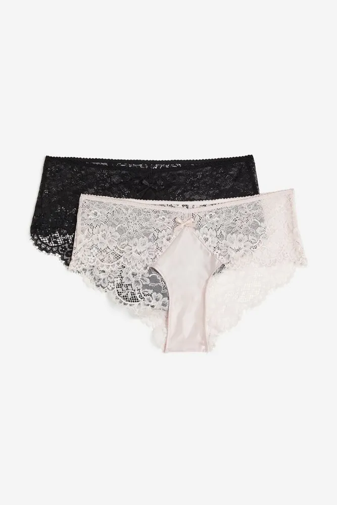 H&M 2-pack Seamless Lace-trimmed Thong Briefs