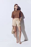 Linen-blend Pull-on Shorts