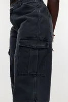 Curvy Fit Straight High Cargo Jeans