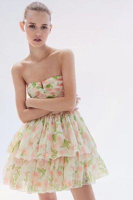 Bandeau Dress with Flared Skirt