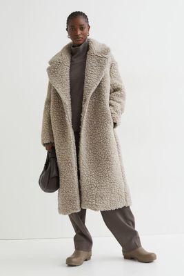 Wool-blend Faux Shearling Coat