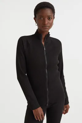 Ribbed Top with Zipper