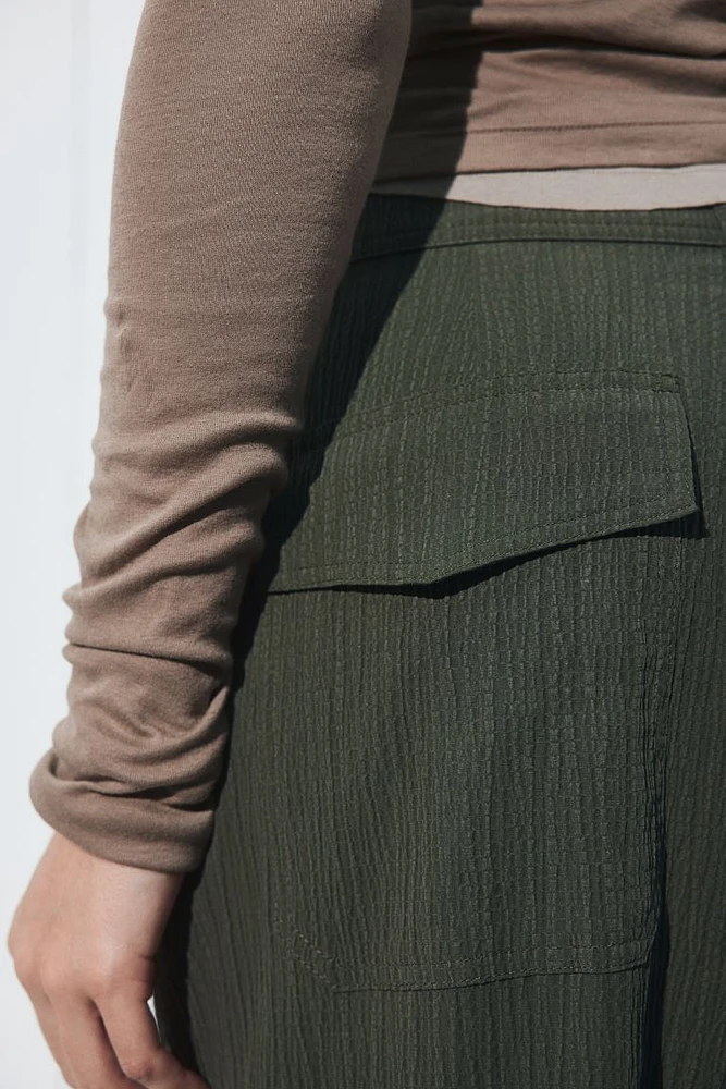 Textured-weave Cargo Pants