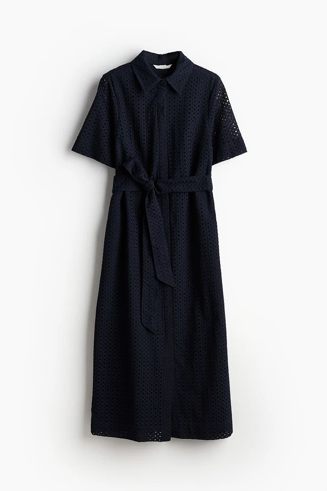 Eyelet Embroidered Shirt Dress