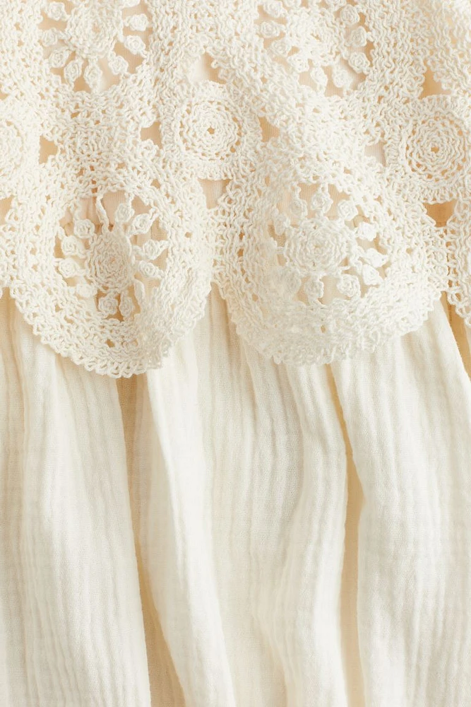 Crochet-look Muslin Dress