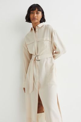 Robe chemise en lyocell mélangé
