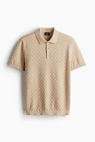 Slim Fit Textured-knit Polo Shirt