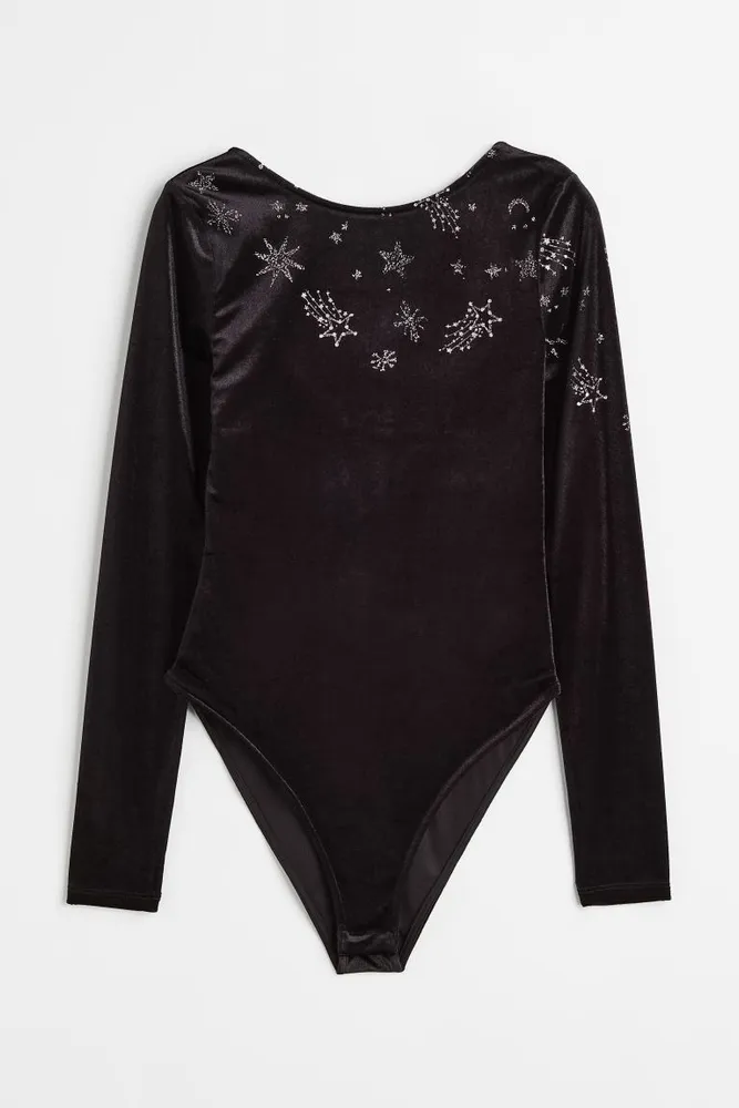 H&M Rhinestone-embellished Bodysuit