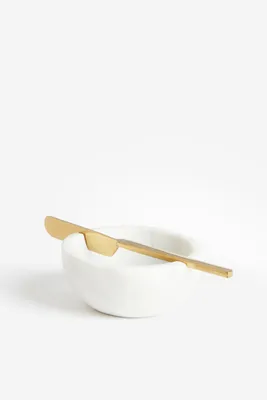 Marble Butter Bowl and Knife