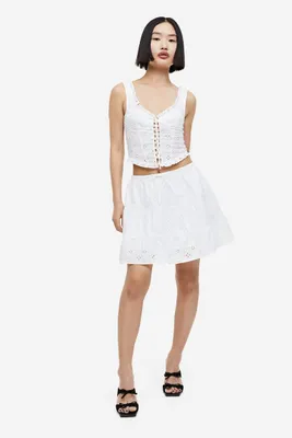 Eyelet embroidery Top with Lacing
