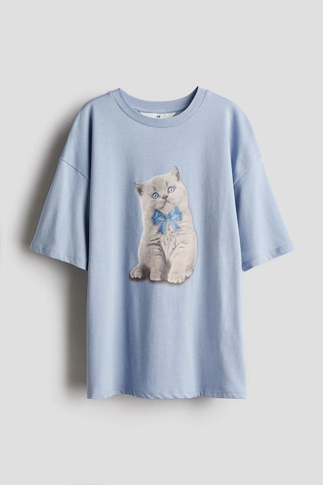 Oversized T-shirt with Printed Motif