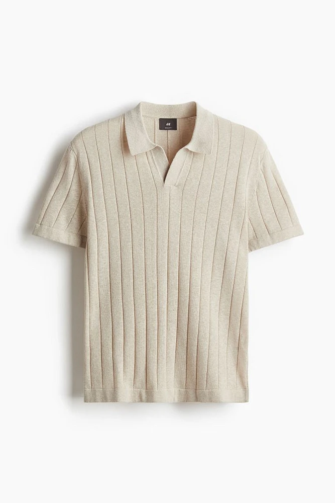 Regular Fit Rib-knit Polo Shirt