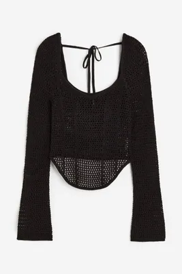 Open-backed Hole-knit Top