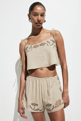 Beach Top with Eyelet Embroidery