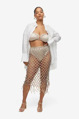 Net Skirt Embellished with Glass Beads