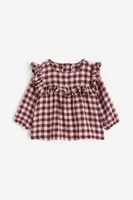 Ruffle-trimmed Flannel Blouse