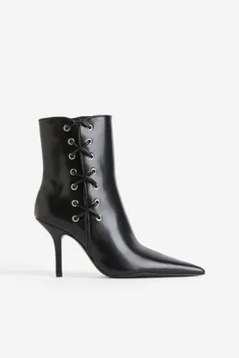 Lacing-detail Heeled Boots