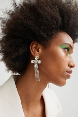 Flower-shaped Rhinestone Earrings