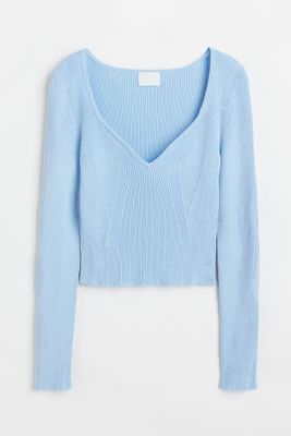 Short Rib-knit Sweater