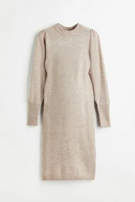 MAMA Knit Puff-sleeved Dress