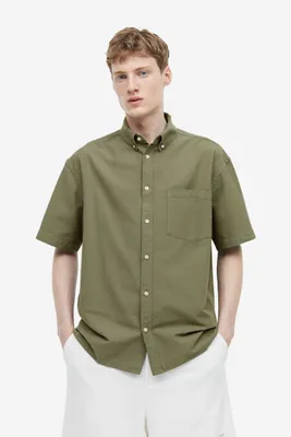 Relaxed Fit Short-sleeved Oxford Shirt