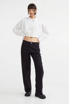 Wide-leg Twill Pants