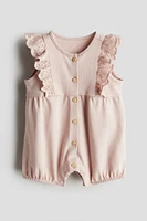 Cotton Romper Suit with Eyelet Embroidery