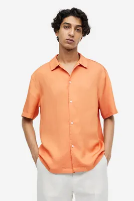 Regular Fit Short-sleeved Lyocell Shirt