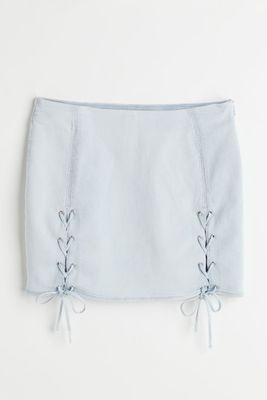 Lacing-detail Denim Skirt