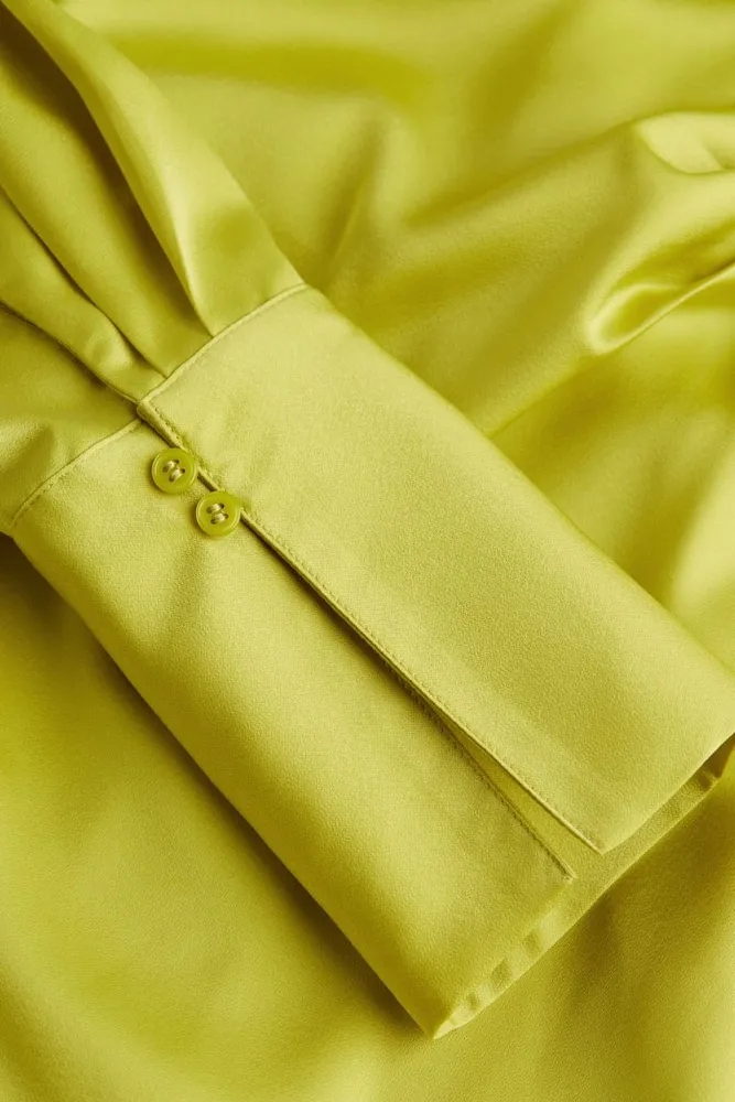 H&M Yellow Satin Wrap Dress