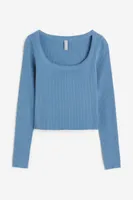 Ribbed Square-neck Top