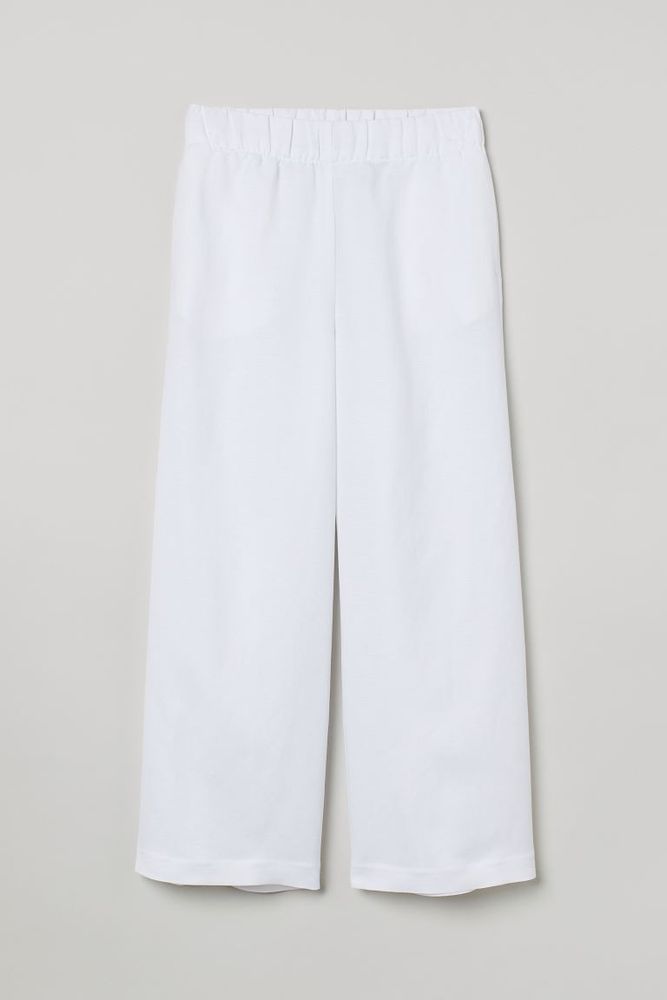 Linen-blend Crop Pants