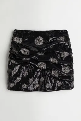 Mini Skirt with Sequins and Rhinestones