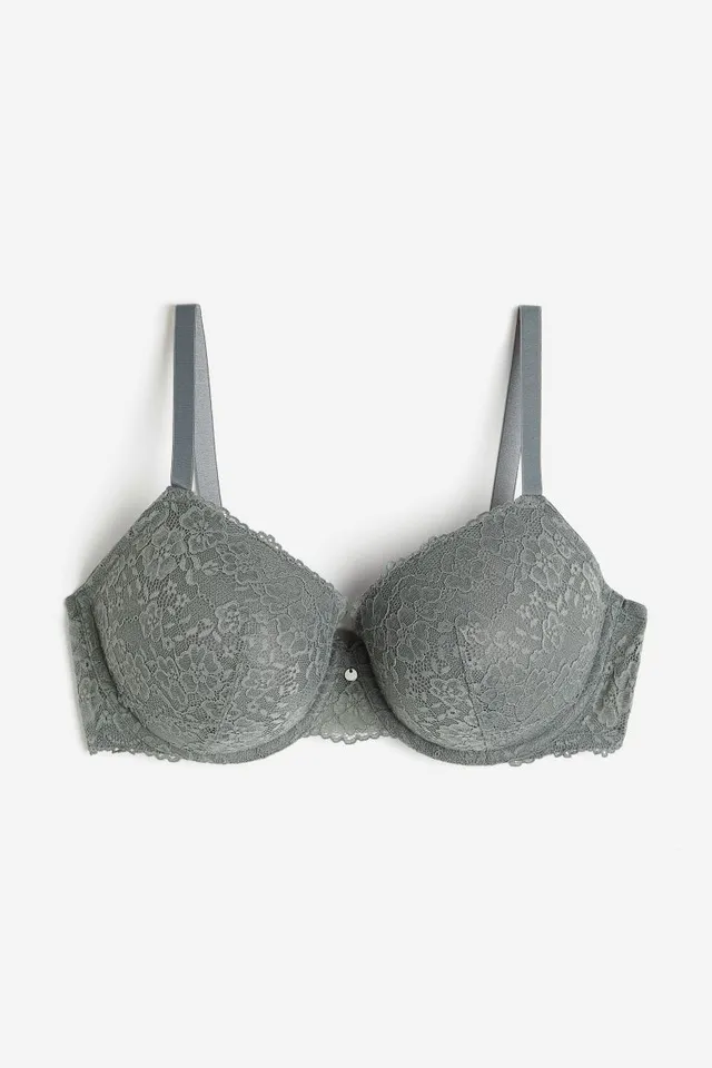 PrettyGuide Womens Floral Lace Bra Padded Breathable Sexy Racerback Lace  Bralette M Grey at  Women's Clothing store