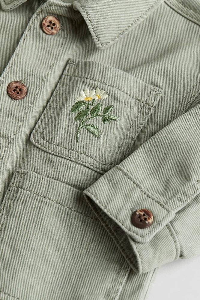 Shacket with Embroidered Motif