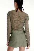 Ruched Mesh Top