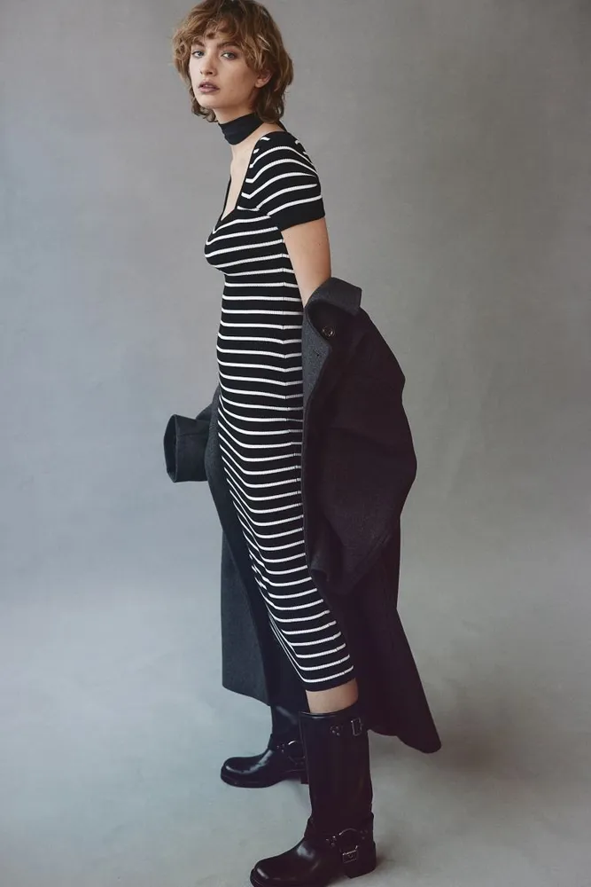 Rib-knit Midi Dress