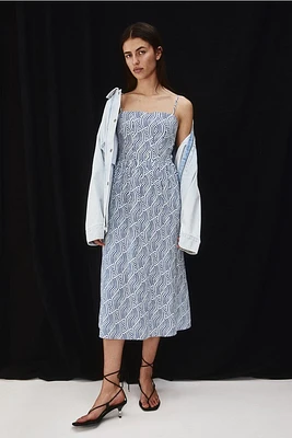 Linen-blend Midi Dress