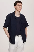 Regular Fit Linen-blend Utility Shirt