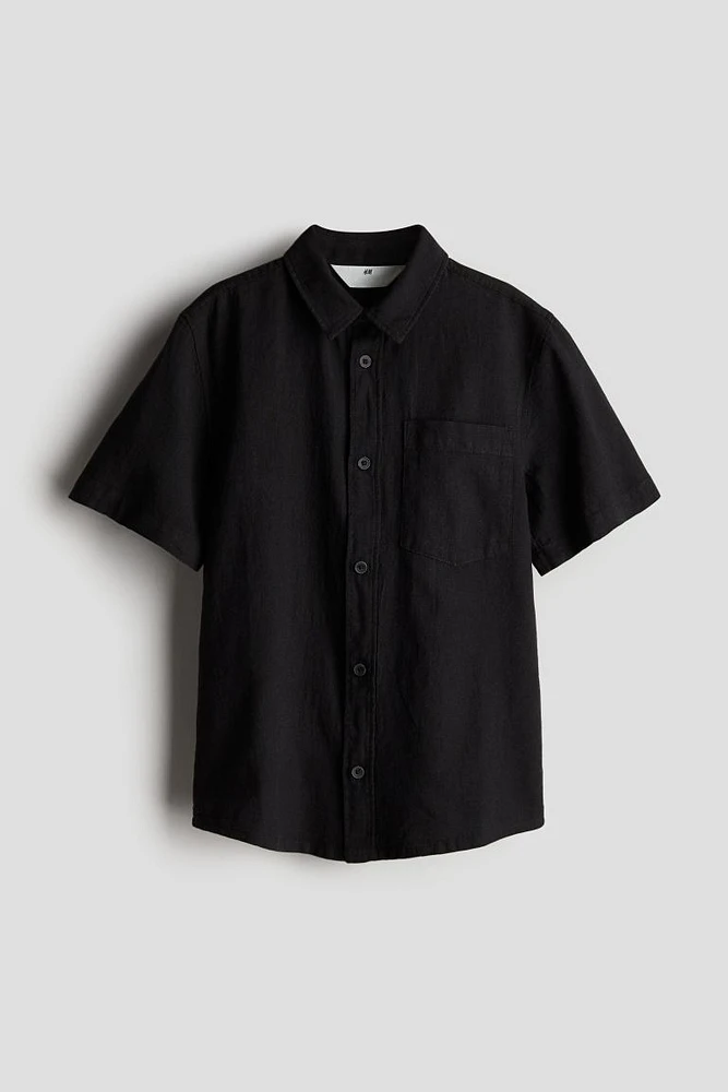Short-sleeved Linen-blend Shirt