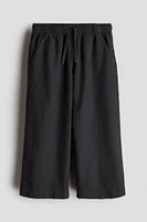 Wide-leg Linen-blend Pull-on Pants