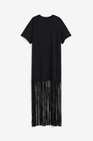 Fringe-trimmed T-shirt Dress