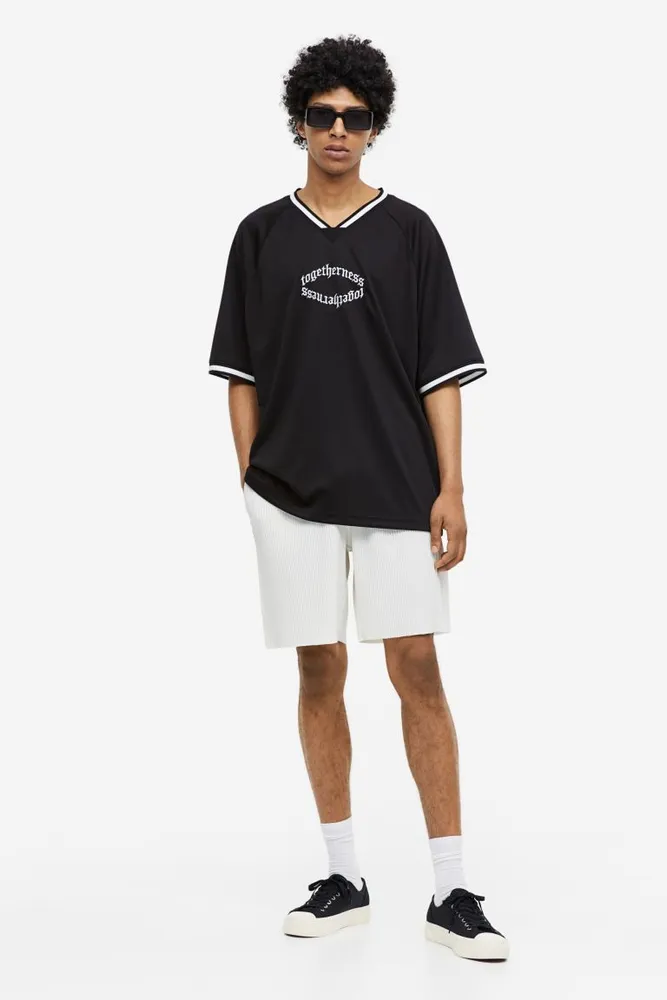 Oversized Fit Printed Mesh T-shirt