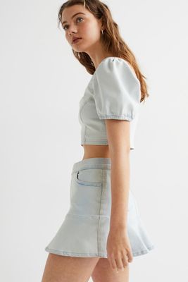 Peplum Denim Skirt