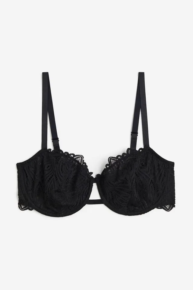 Buy Marks & Spencer Lace Wired Non Padded Plunge Bra F-H  T816409GBLACK_(40H) Black at