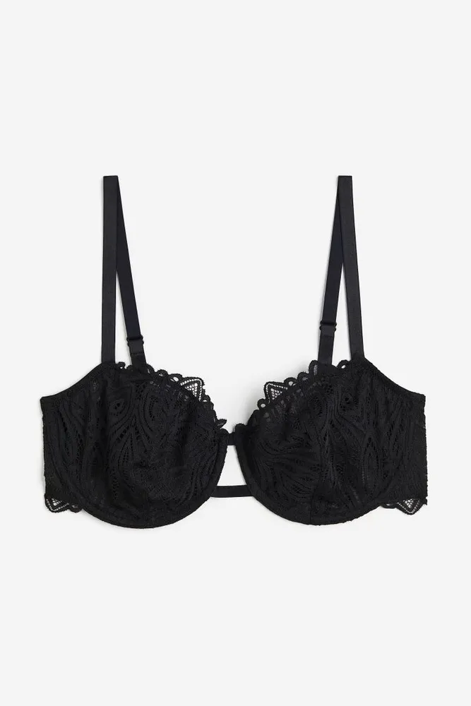 New Ex M&S Louisa Lace Non-Padded Non-Wired Full Cup Bra Size 38B Black