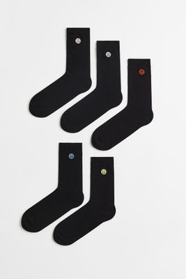 5-pack Embroidery-detail Socks