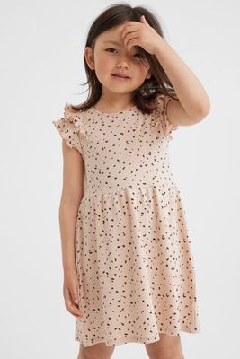 Flutter-sleeved Cotton Dress