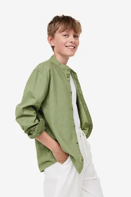 Linen-blend Henley Shirt