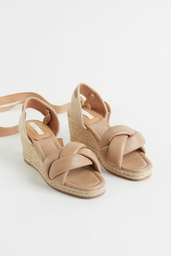 Wedge-heel Leather Espadrille Sandals